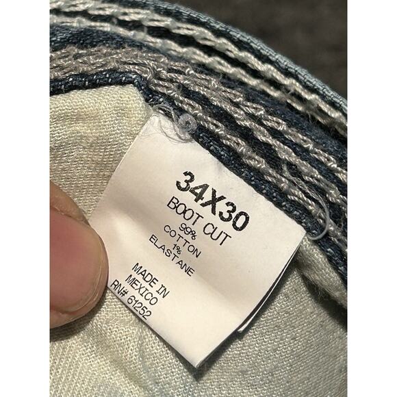 Decree Jeans Mens 34x30 Blue Distressed Bootcut Regular Fit Denim BKE Y2K - Picture 11 of 12